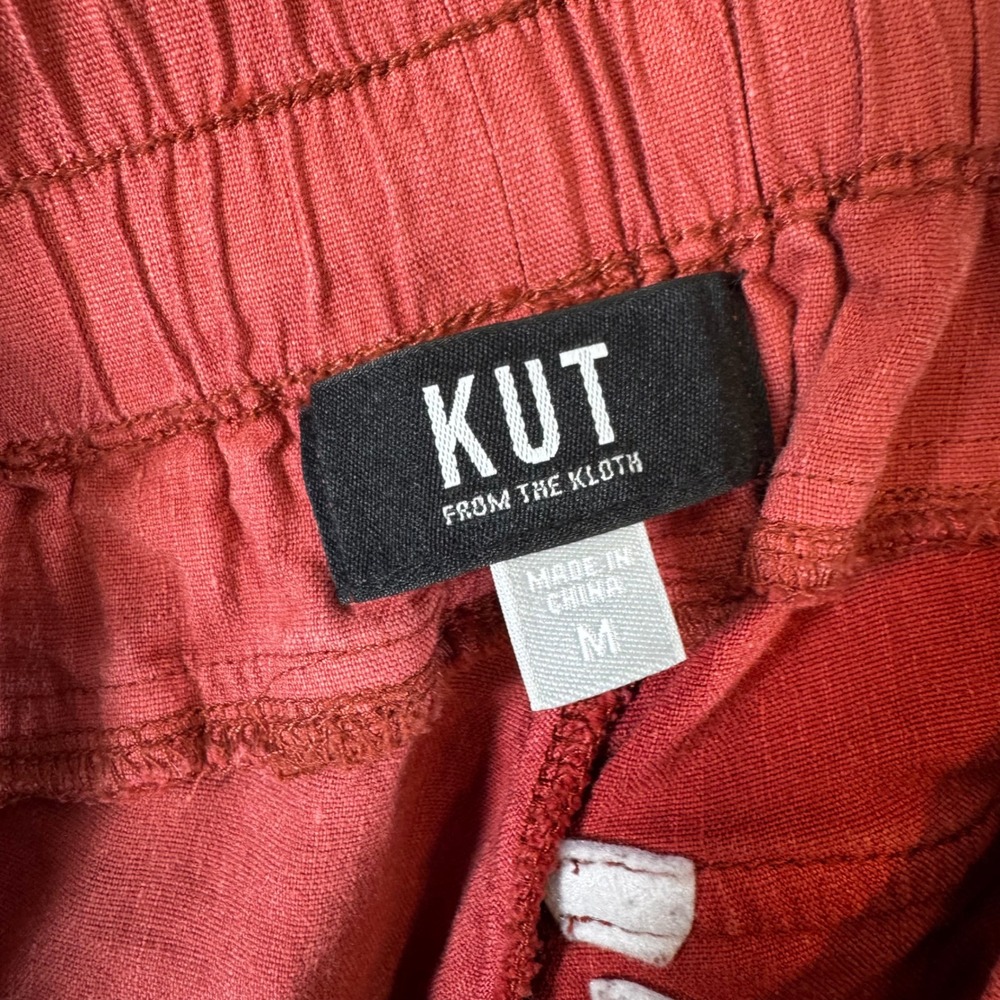 Kut from the Kloth Red Linen Blend Jogger Pants KB35601 Medium - Picture 3 of 7